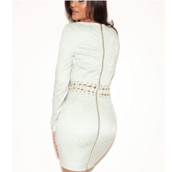 NEW House of CB Peyton Mint Jacquard Mini Dress, in XS - Picture 3 of 6